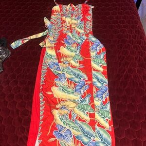 Unique Vintage x Kamehameha Sarong Tiki Midi Dress XS